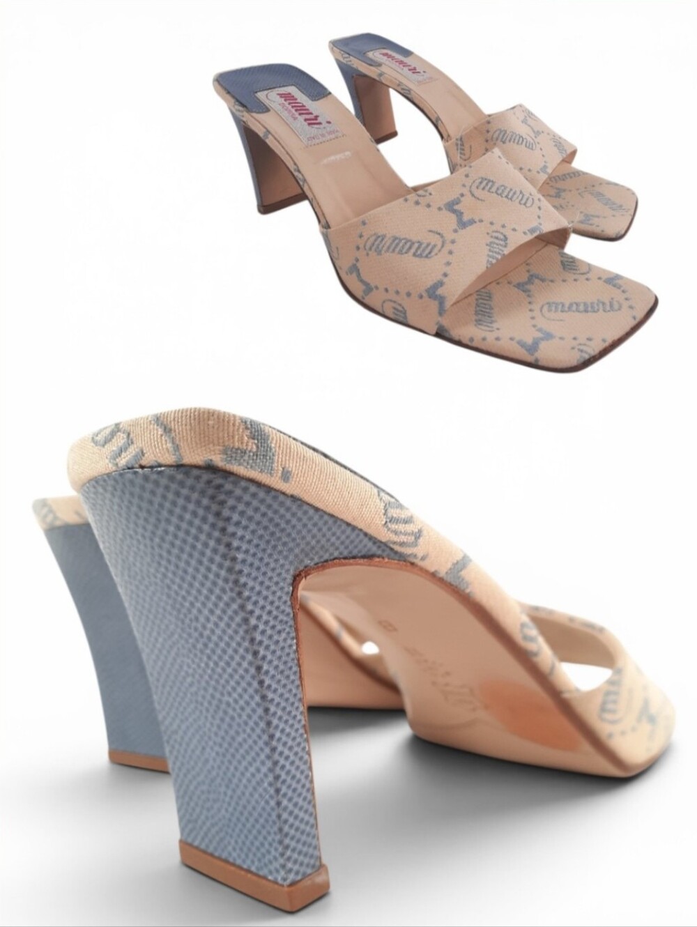 EELSKIN Y2K MAURI Slides Italy Denim Monogram Exotic Sandals Heels Square Toe 11